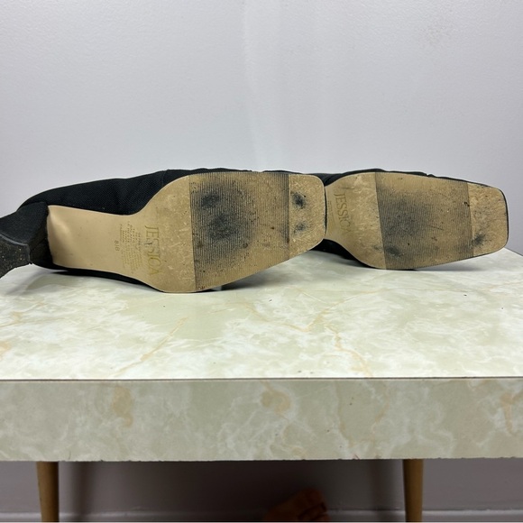 Vintage Jessica Criss Cross Black Heeled Shoes Size 8.5 - Picture 4 of 5